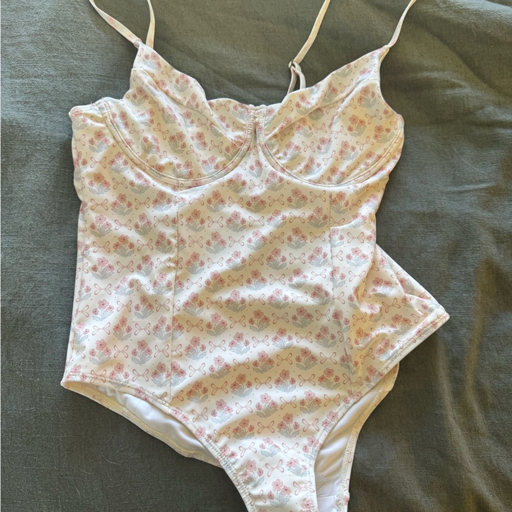 Rylee + Cru Cream Floral Print One-Piece